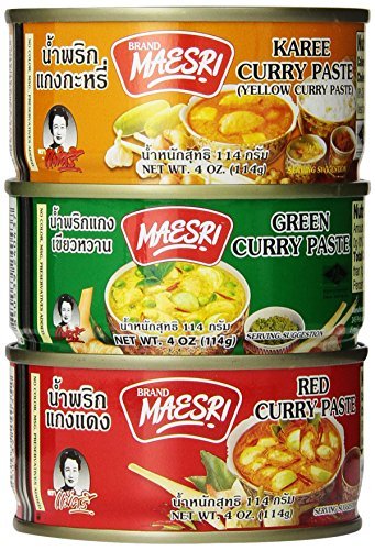 6 Can (4oz. Each) of Thai Green Red Yellow Curry Pastes Set-SET OF 3