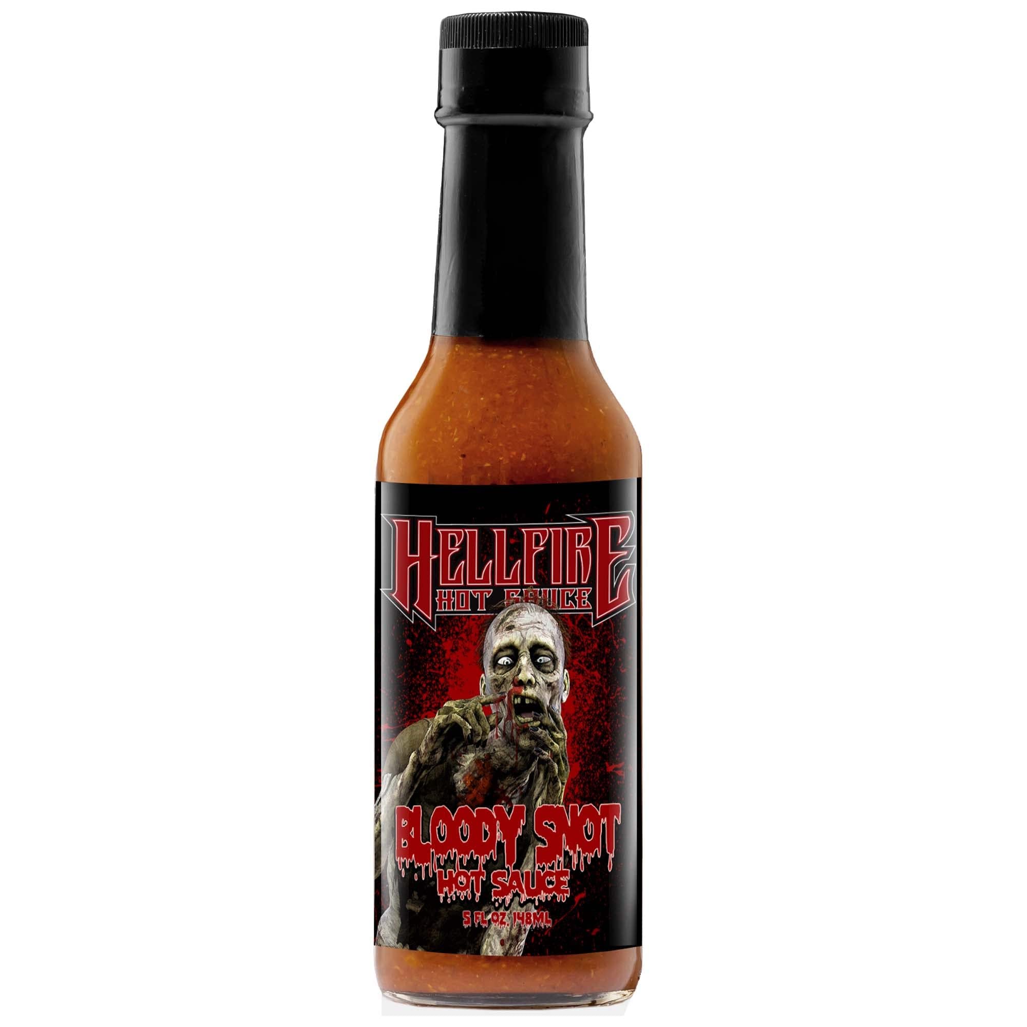 Hellfire Hot Sauce Bloody Snot - Gourmet Garlic Hot Sauce With Carolina Reaper Peppers, 5 oz Premium Award Winning, Small Batch Gourmet Plant Based
