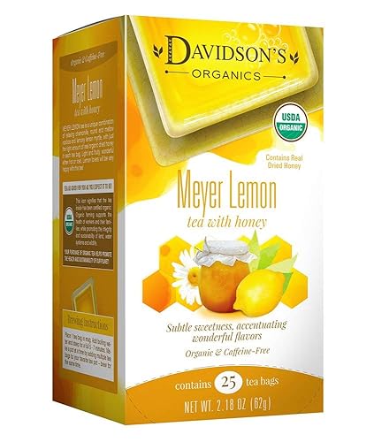 Davidson's Organics, Meyer Lemon, 25-count Tea Bags, Pack of 6