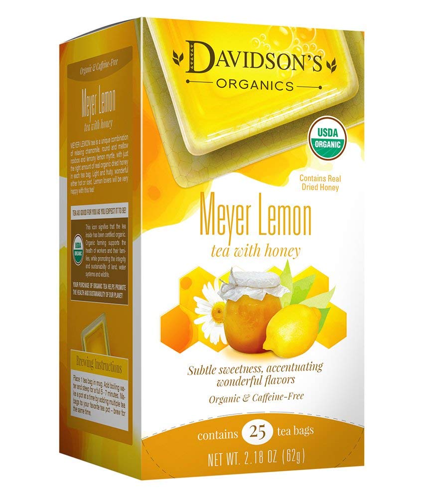 Davidson's Organics, Meyer Lemon, 25-count Tea Bags, Pack of 6