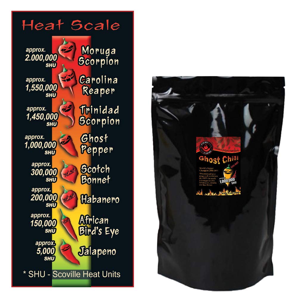 Orange Ghost Pepper (Orange Bhut Jolokia) Whole Dried Pepper Pods by Fiery Farms (1lb)