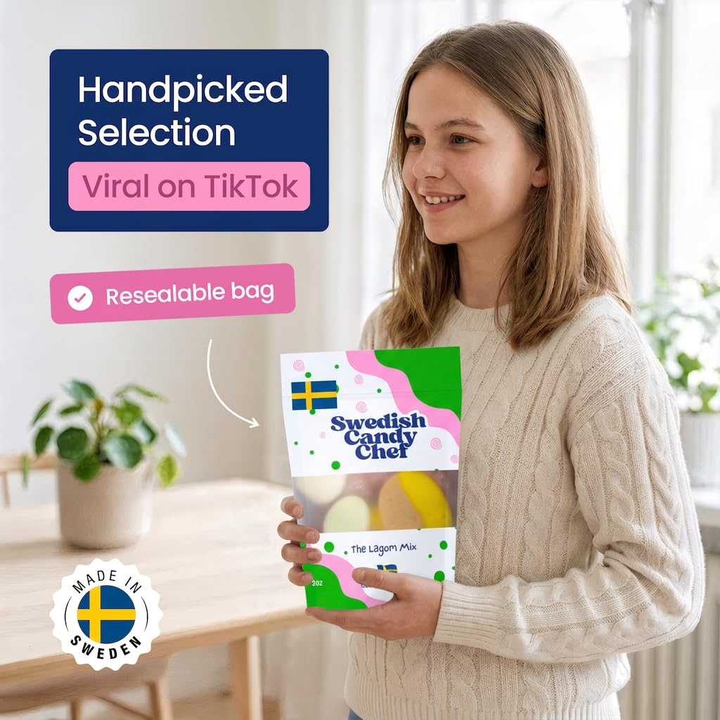 Swedish Candy Chef Lagom Mix - Swedish Gummy Candies - Variety Pack - Assorted Sweet, Sour & Fruity - Hand Packed in Sweden 5oz (.3lb)