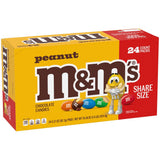 M&M’S Peanut Milk Chocolate Individually Wrapped Candy, Share Size Bulk Chocolate Candy for Movies, Party Favors, 78.48 Oz, 24 Ct