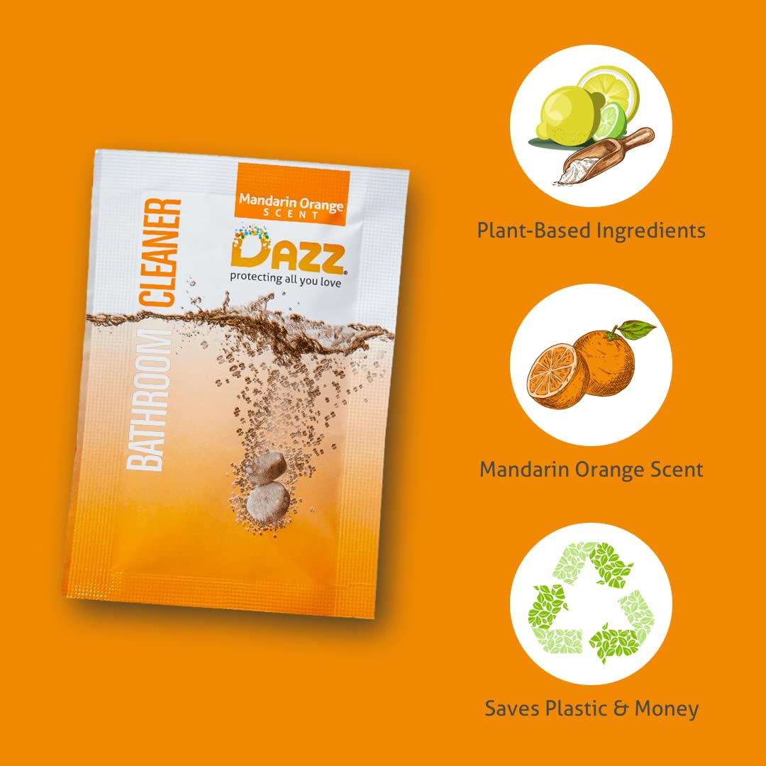 DAZZ Bathroom Cleaner Refill Pack (Makes 4 Bottles) for Tile, Tub Shower, Countertop and Bathroom Surfaces - All Natural, Eco Friendly, Non Toxic