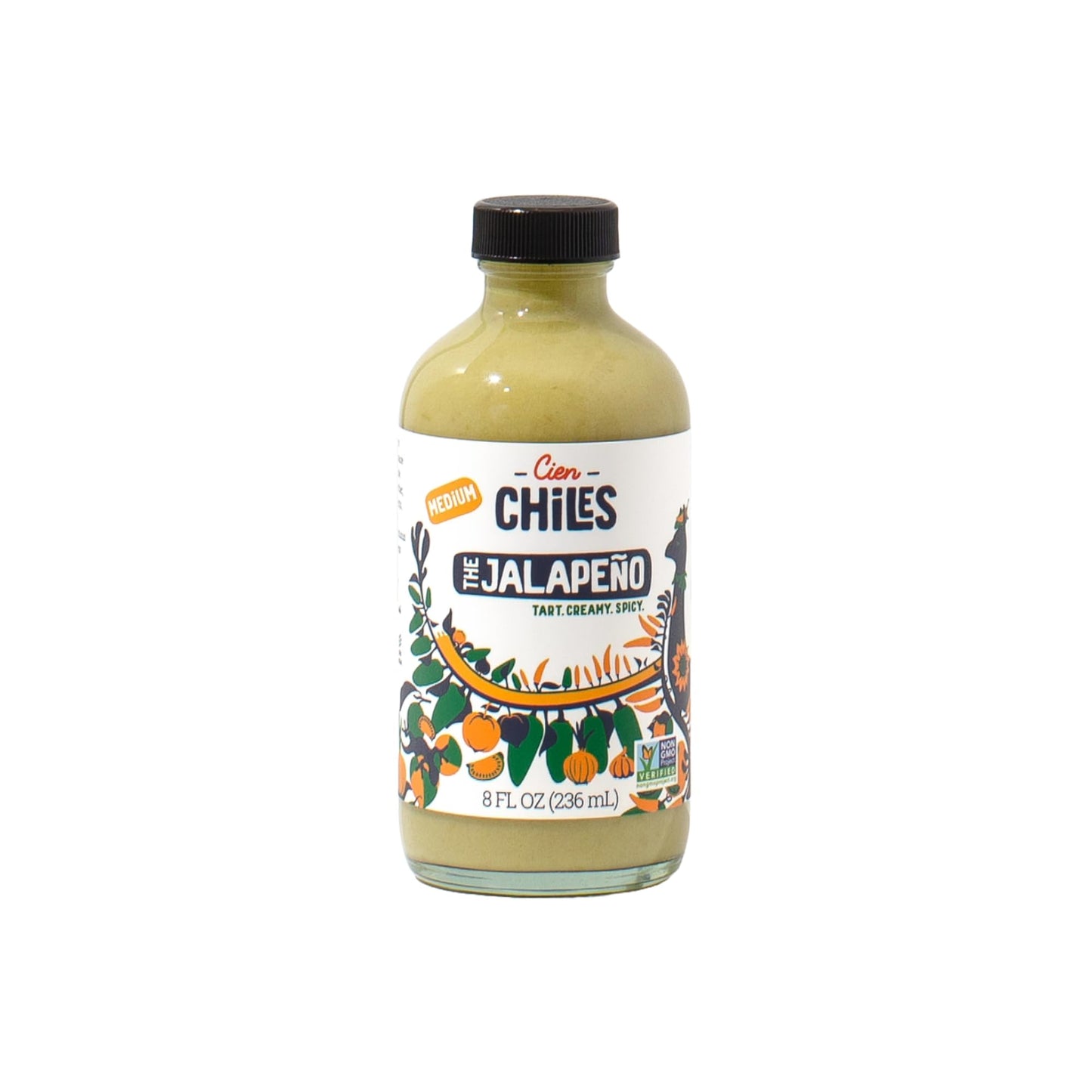 Cien Chiles The Jalapeño | All Natural Sauce | Zero Sugars, Non-GMO, Gluten-Free, Vegan | 8 OZ Bottle