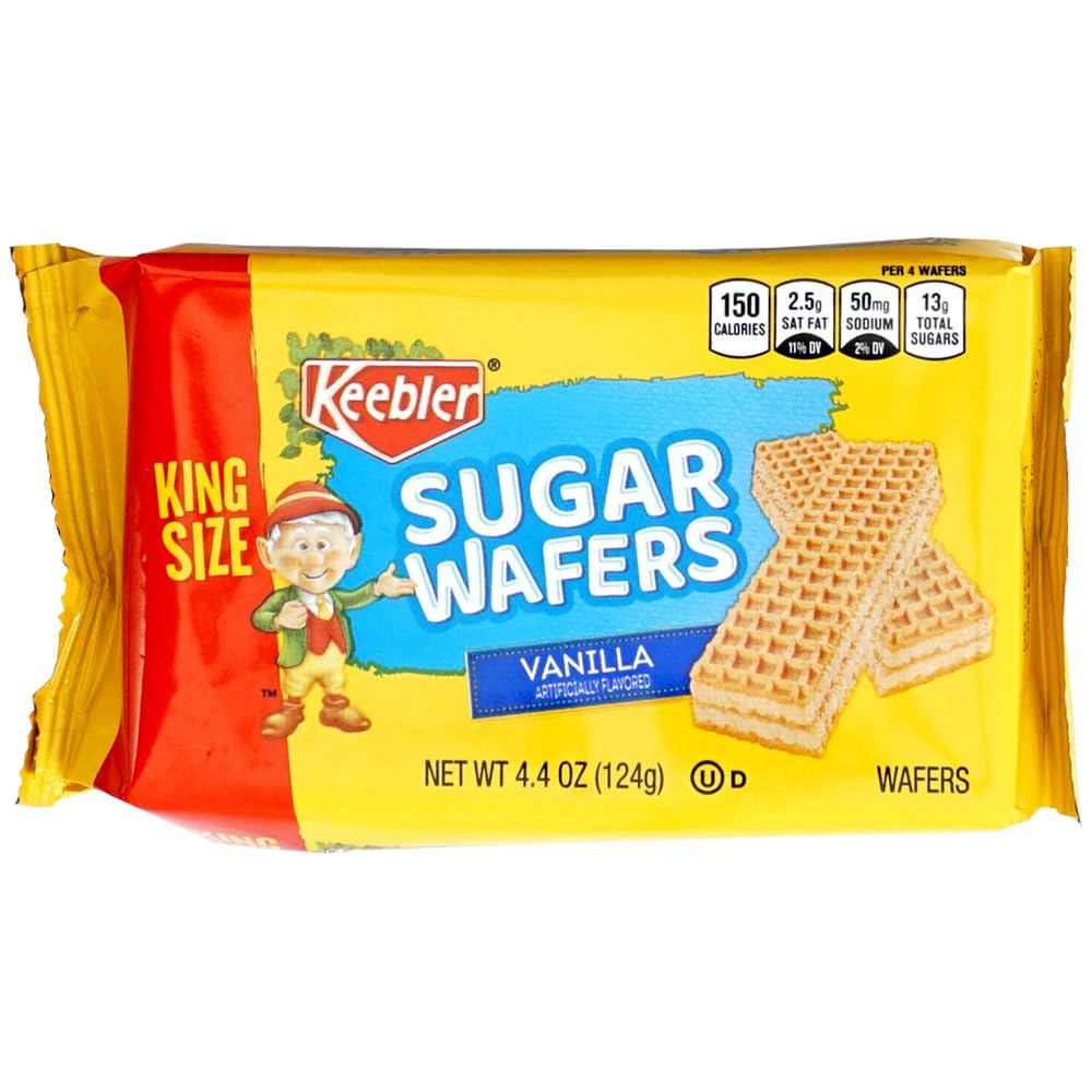 Keebler Sugar Wafers King Size 9 Count Variety Pack, 4.4oz Individual Wafer Cookies, Chocolate, Strawberry & Vanilla Wafers, The Hampton Candy Company