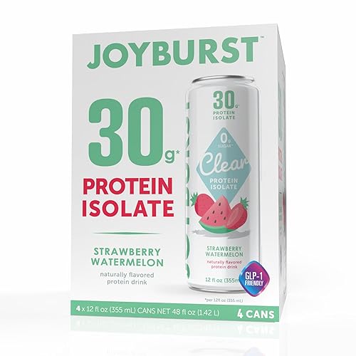 *NEW* Joyburst Clear Protein Isolate Beverage - Strawberry Watermelon Flavour, 30g of Protein, 0g of Sugar (4 count)