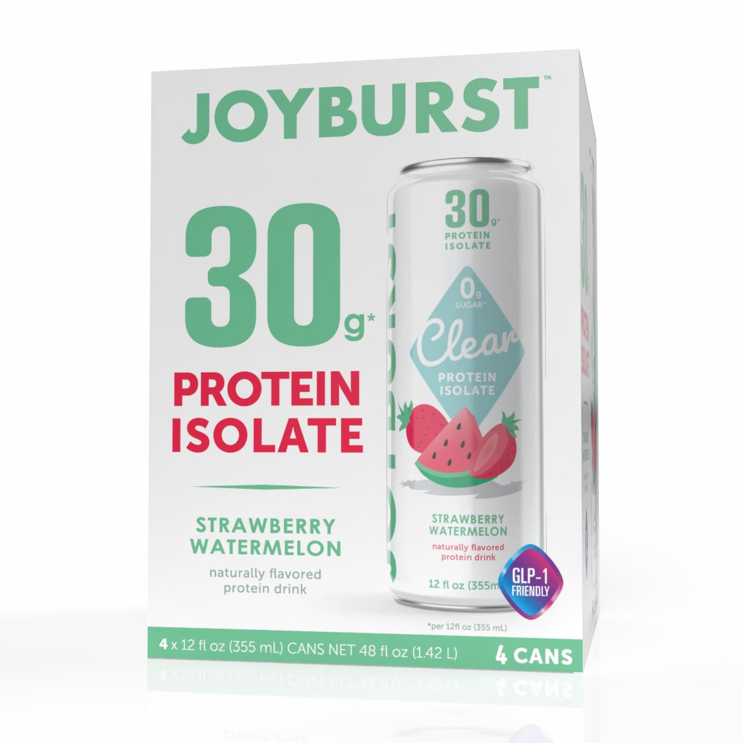 *NEW* Joyburst Clear Protein Isolate Beverage - Strawberry Watermelon Flavour, 30g of Protein, 0g of Sugar (4 count)