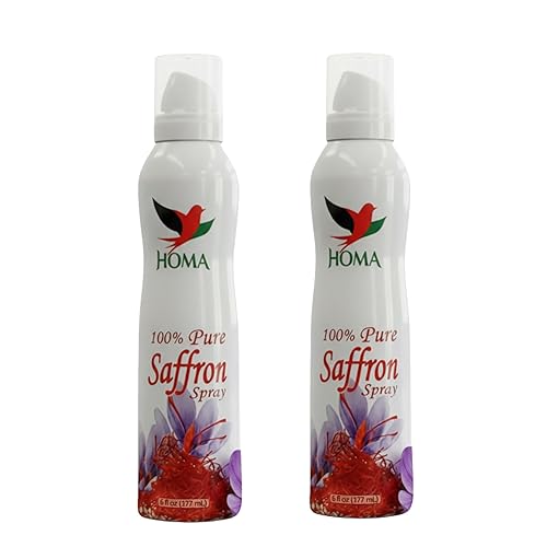 HOMA 100% Pure Saffron Spray, Premium Liquid Extract for Cooking and Baking, Natural Culinary Food Spray, 6 fl oz per Bottle, 2-Pack