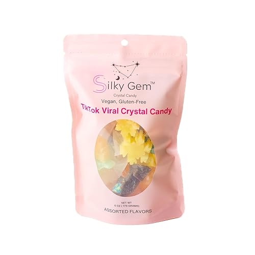 SILKY GEM Crystal Candy Snack Bites - 6oz Assorted Vegan & Gluten-Free Edible Gemstones