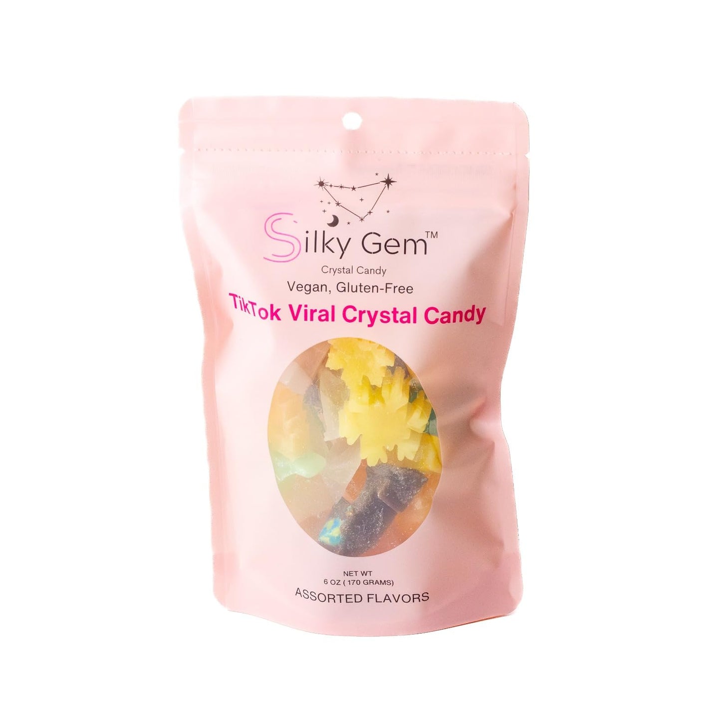 SILKY GEM Crystal Candy Snack Bites - 6oz Assorted Vegan & Gluten-Free Edible Gemstones