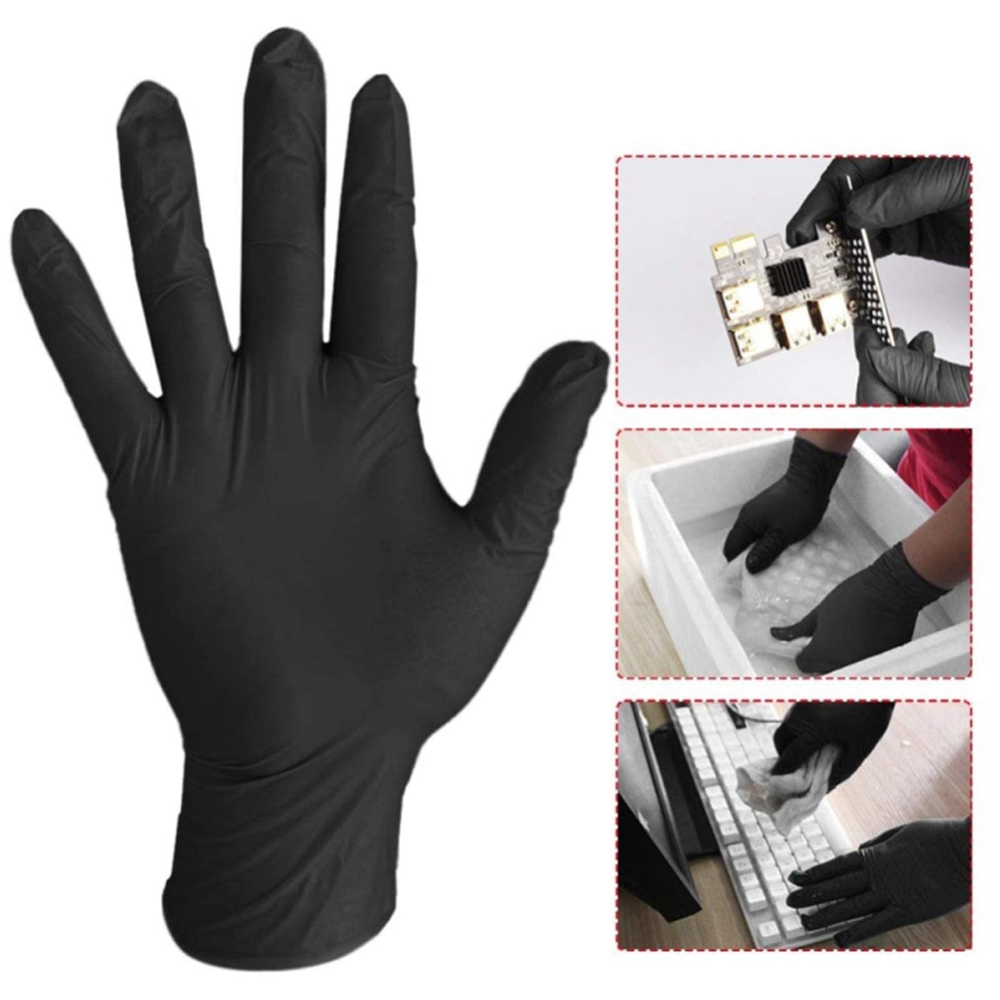 Beauty Glazed 20 Pcs Disposable Latex Gloves For Home Cleaning Food/Rubber/Garden Gloves Universal For Left and Right Hand-Black
