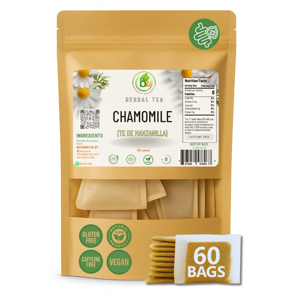 Manzanilla Té (Chamomile Tea) - 60 Premium Tea Bags - 100% Natural Herbal Infusion (Matricaria chamomilla) - Soothing Nightly Ritual - Caffeine-Free