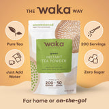 Waka Instant Green Tea Mix, Classic - 100% Tea Leaves, No Additives, Unsweetened Tea Powder for 50 Quarts or 200 Cups - Easy Quick Hot and Iced Teas