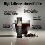 VitaCup Extra Shot Instant Coffee Packets with Espresso Shot, “Red Eye” High Caffeine, Bold Dark Roast w/Vitamin B12, Antioxidants, Premium Instant