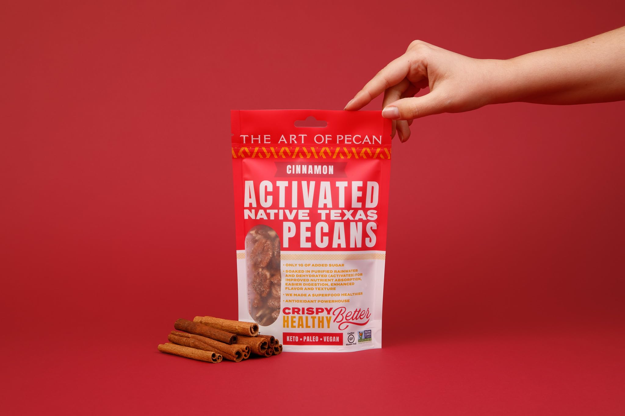 AOP Cinnamon Activated Pecans - Naturally Crunchy, Soaked & Dehydrated for Better Digestion | Low Sugar Premium Snack. Non-GMO, Paleo, Vegan, Heart