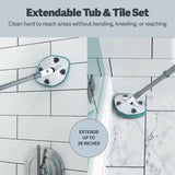 Casabella Tub and Tile Brush with 28 Inch Extendable Handle and Scrubber Pad