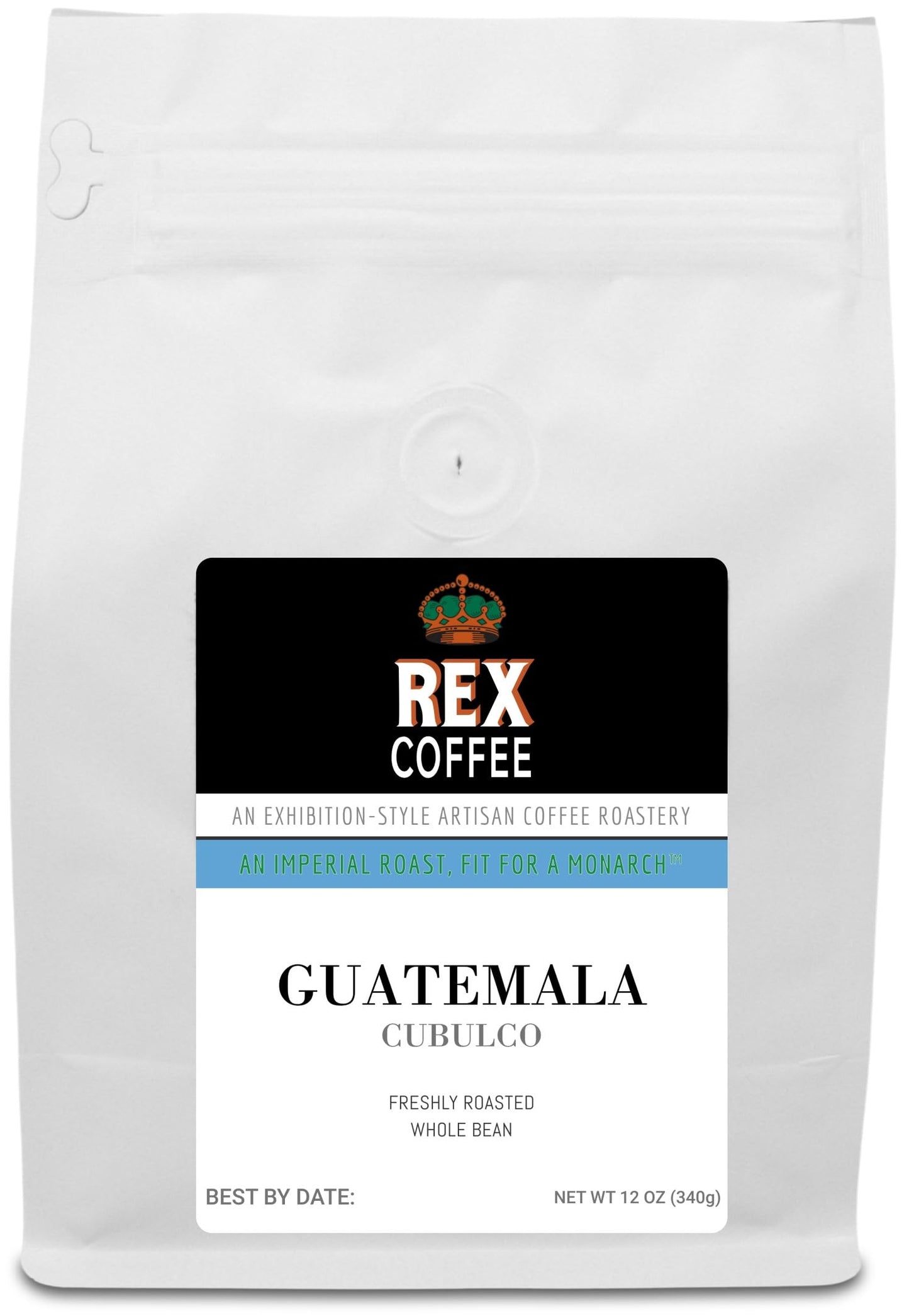 Rex Coffee Guatemala Cubulco Medium Roast Whole Bean Coffee, Single Origin, 12 Ounce
