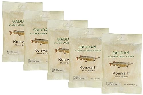 Kolsvart Elderflower Swedish Candy (Vegan & Gluten Free), 4.2 Ounces (Pack of 5)