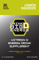 Drink Big D Energy Lemon Squeeze Vitamin D Drink Mix, 100mg Caffeine, 20 Stick Packs