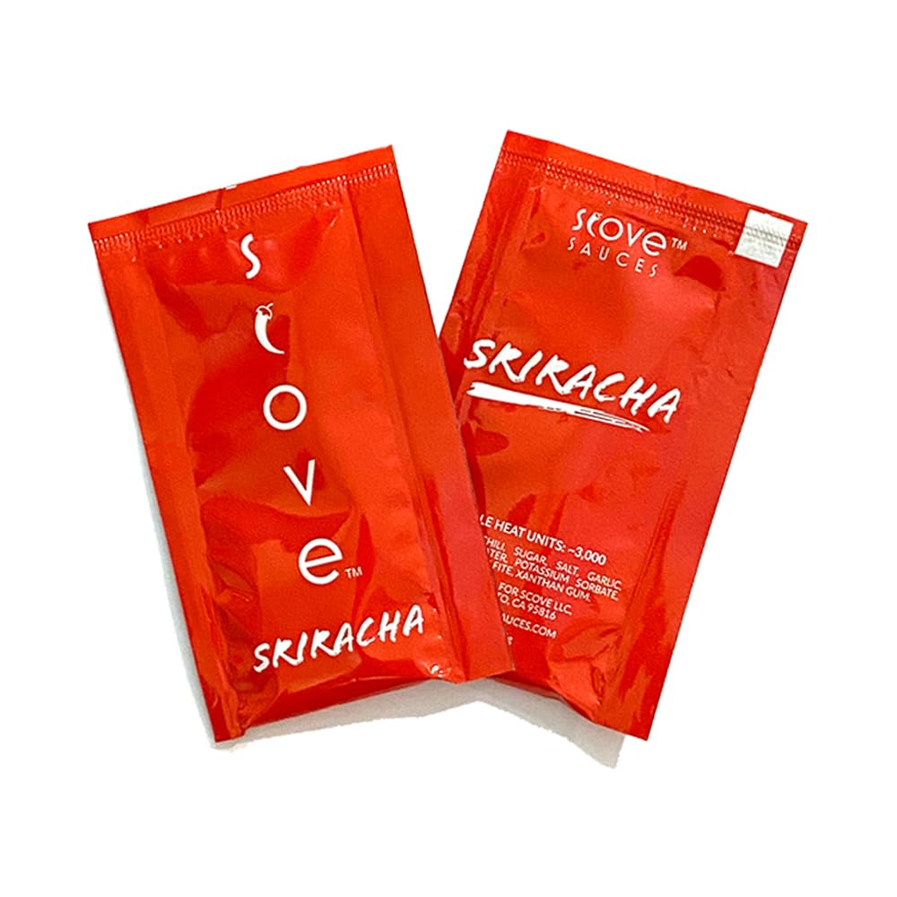 Scove Sriracha Hot Chili Sauce Packets, Case of 400 Portion Packets, Perfect Single-Serve Size for Delivery and Takeout