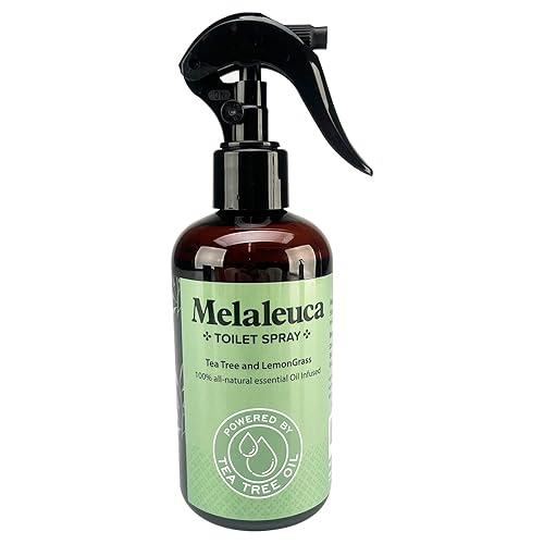 Melaleuca Spray - 100% Natural Tea Tree Oil Toilet Spray - 8 Oz - Natural Bathroom Odor Eliminator & Air Freshener - Pure Tea Tree Essential Oil