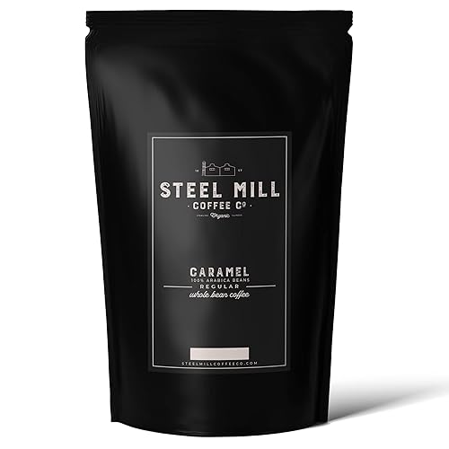 Steel Mill Coffee Co. Caramel Flavored Ground Coffee - 2 LB Bag | Medium Roast Colombian Arabica | Vegan, Gluten-Free, Sugar-Free, Dairy-Free | Smooth