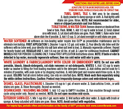 Iron OUT Powder Rust Stain Remover, Remove and Prevent Rust Stains in Bathrooms, Kitchens, Appliances, Laundry, and Outdoors, 1 Pound 12 Ounce, Pack