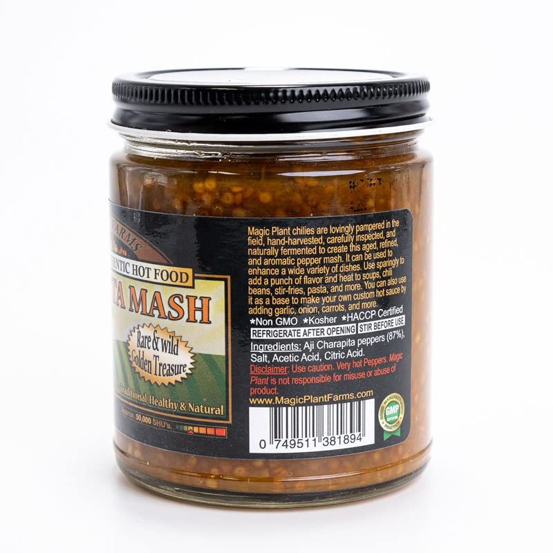 Aji Charapita Chili Pepper Mash by Magic Plant - (9 oz) Medium Heat 30K - 100K SHUs, Exotic Fruity, Citrus Flavor From the Amazon Region | Fresh