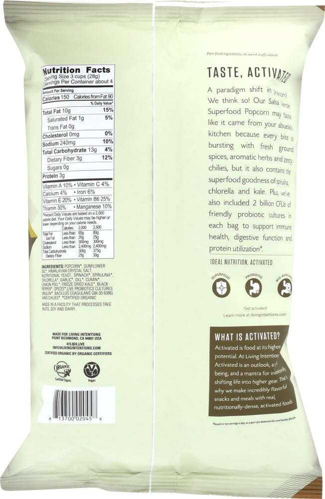Living Intentions Activated Superfood Popcorn - Case of 12-4 OZ