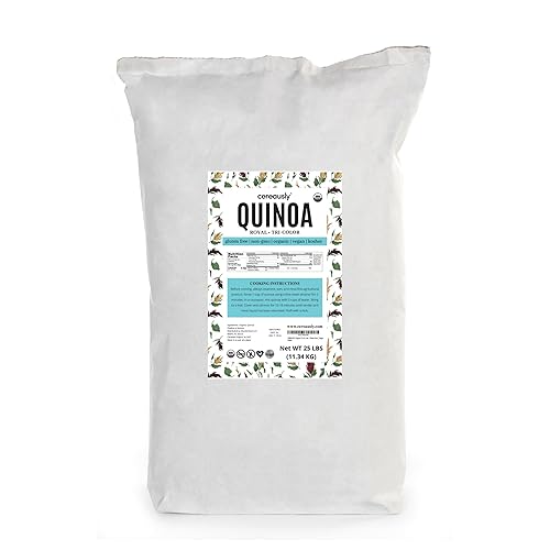 CEREAUSLY Organic Tri-Color Quinoa - Premium Royal Quinoa from Bolivia - Kosher and Non-GMO Quinoa Bulk - Vegan and Gluten-Fee Cooking Quinoa - 25 LB
