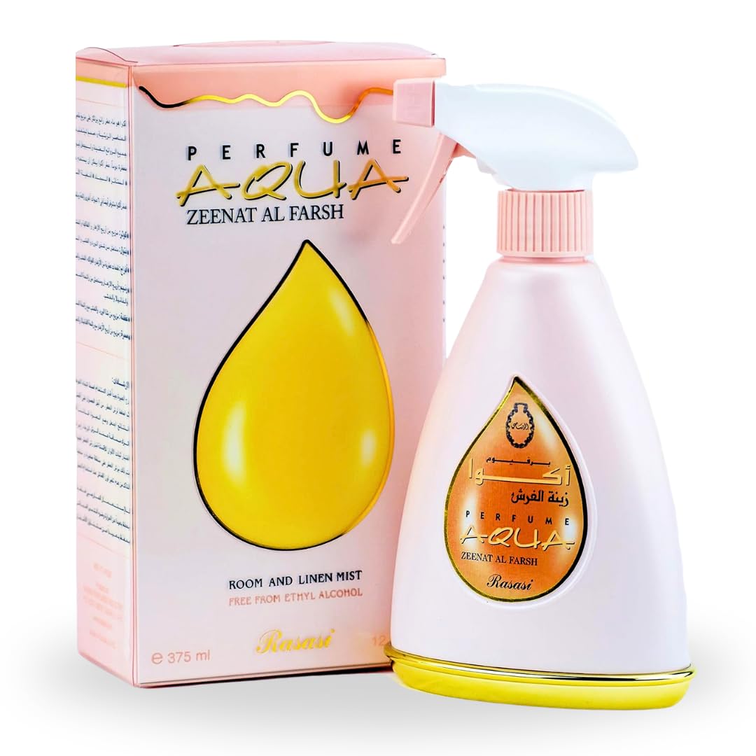 Rasasi Aqua Zeenath Al Farsh Water-Based Air Freshener, 375ml - Floral, Green, Fruity & Woody Scent