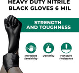 S&G Black Nitrile Gloves | 100 Pcs | Large | 6 Mil Heavy-Duty Latex & Powder Free - For Cleaning, Construction, Mechanic, Food Prep