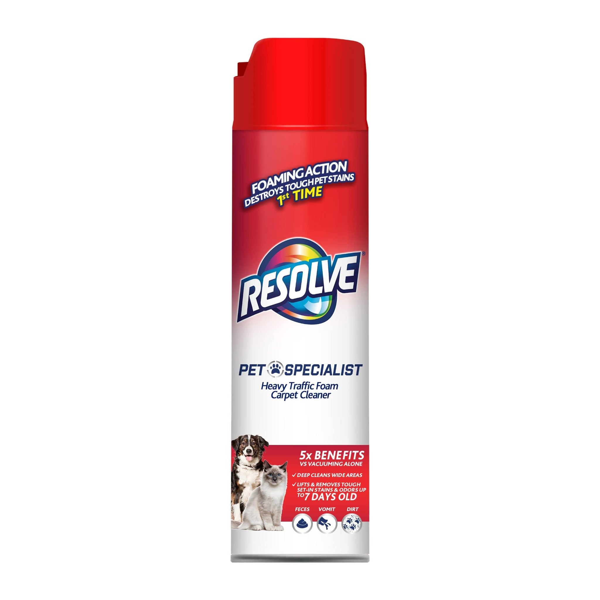 Resolve Pet Specialist Heavy Traffic Foam, Carpet Cleaner, Pet Stain and Odor Remover, 22oz