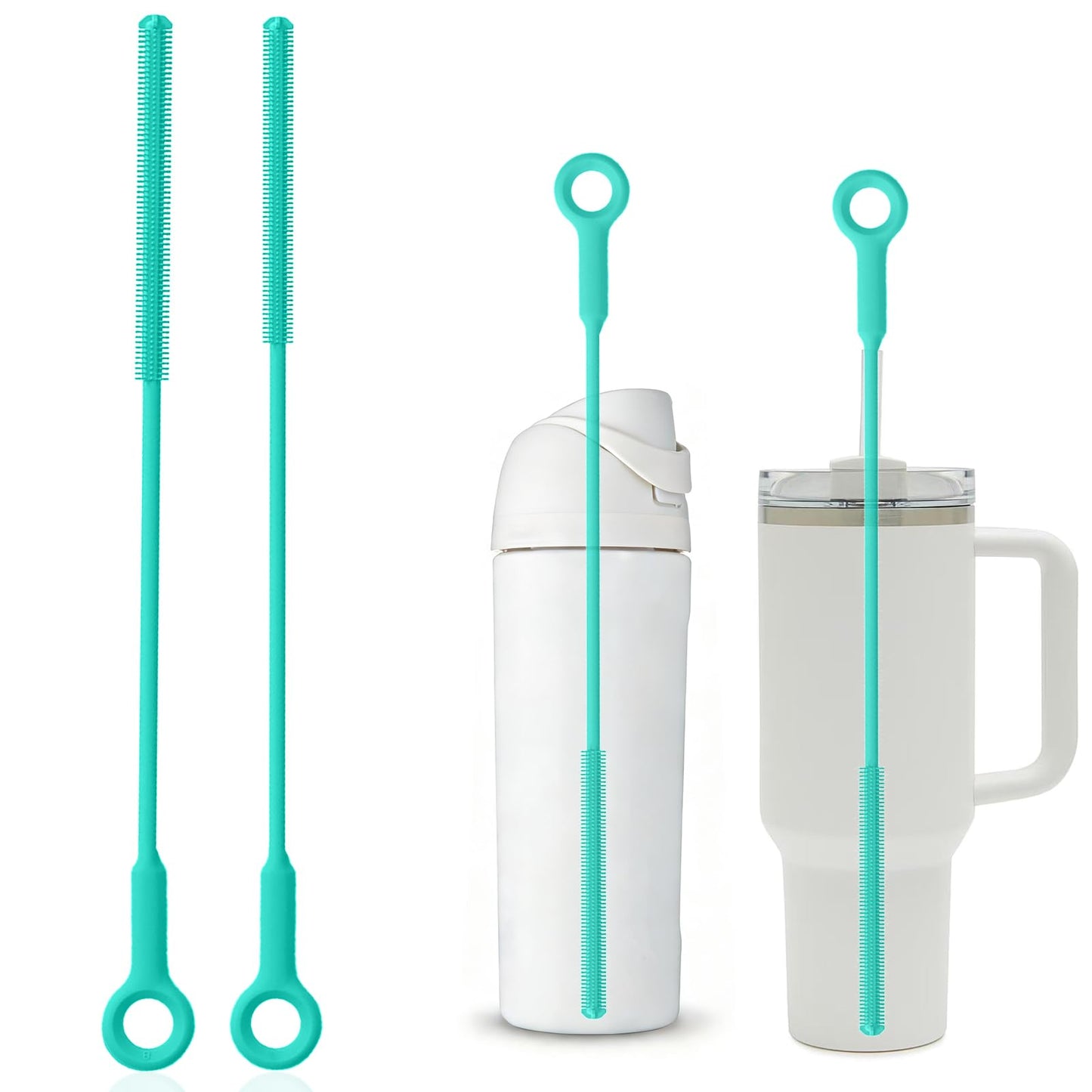 Straw Cleaner Brush Set - Raymeefa Scratch-Free Detail Cleaning for Reusable Straws & Tumblers (Green)