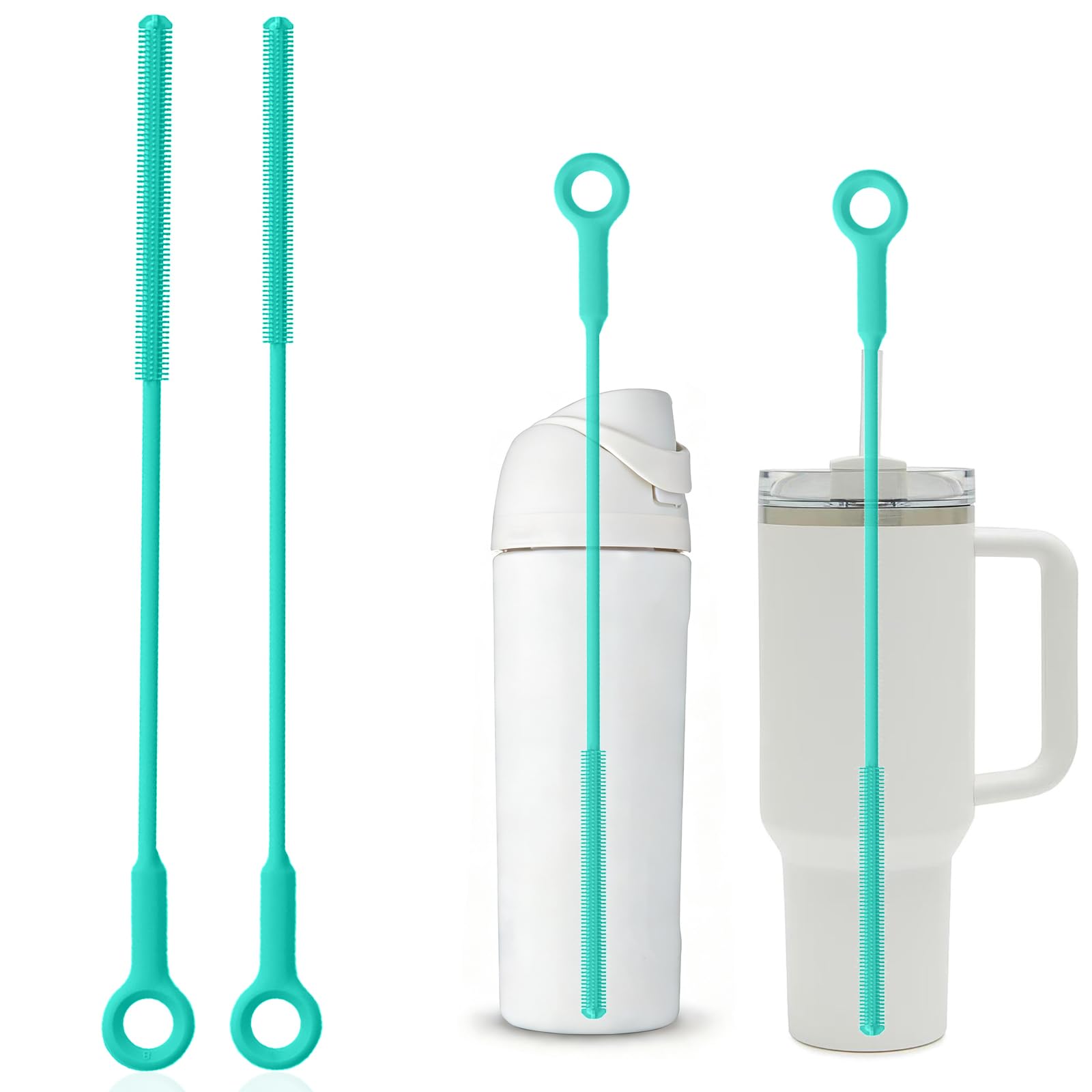 Straw Cleaner Brush Set - Raymeefa Scratch-Free Detail Cleaning for Reusable Straws & Tumblers (Green)