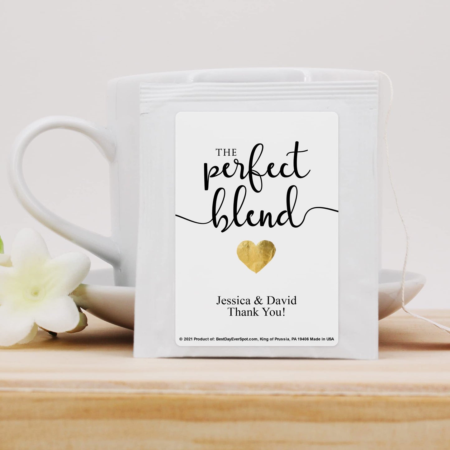 Best Day Ever Spot Tea Party Favors, Gold Heart Personalized Tea Bags, Bridal Shower Tea Bag Favors, Tea Wedding Favor, Tea Favors, Bridal Shower