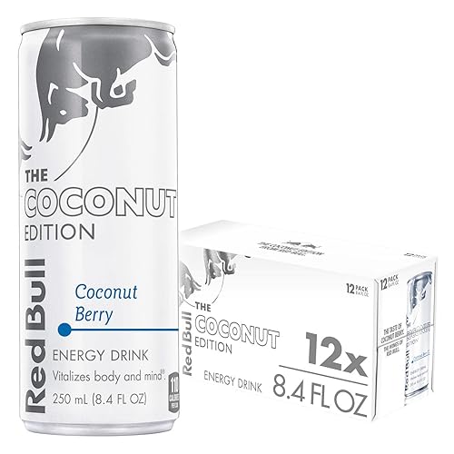 Red Bull Coconut Edition Energy Drink, Coconut Berry, with 80mg Caffeine plus Taurine & B Vitamins, 8.4 Fl Oz, Pack of 12 Cans