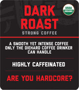 Hardcore Single Serve Coffee Pods for Keurig K Cup Brewers, High Caffeine, Strong Roast, 10 Count