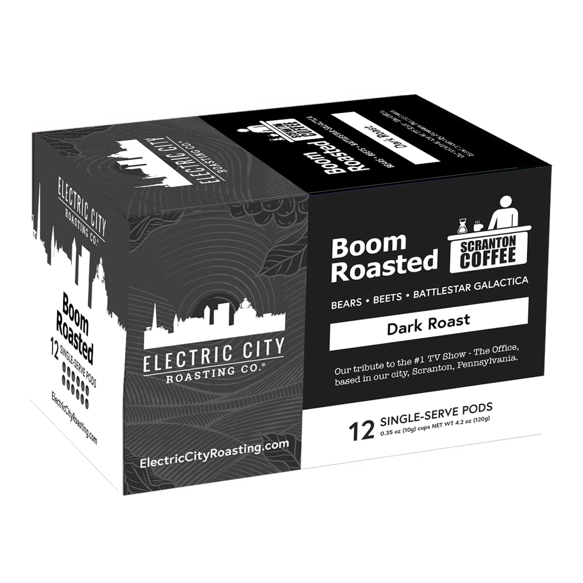 Boom Roasted Coffee, Single Serve K-Cup Pods, Keurig Compatible, Dark Roast, Electric City Roasting, The Office Gifts, Specialty Coffee