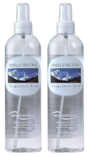 SMELLS BEGONE Air Freshener Spray - 12 oz, Pack of 2 - Odor Eliminator - Eliminates Odors from Smoke, Trash Cans, Cars, Pets & Boats - Fragrance Free