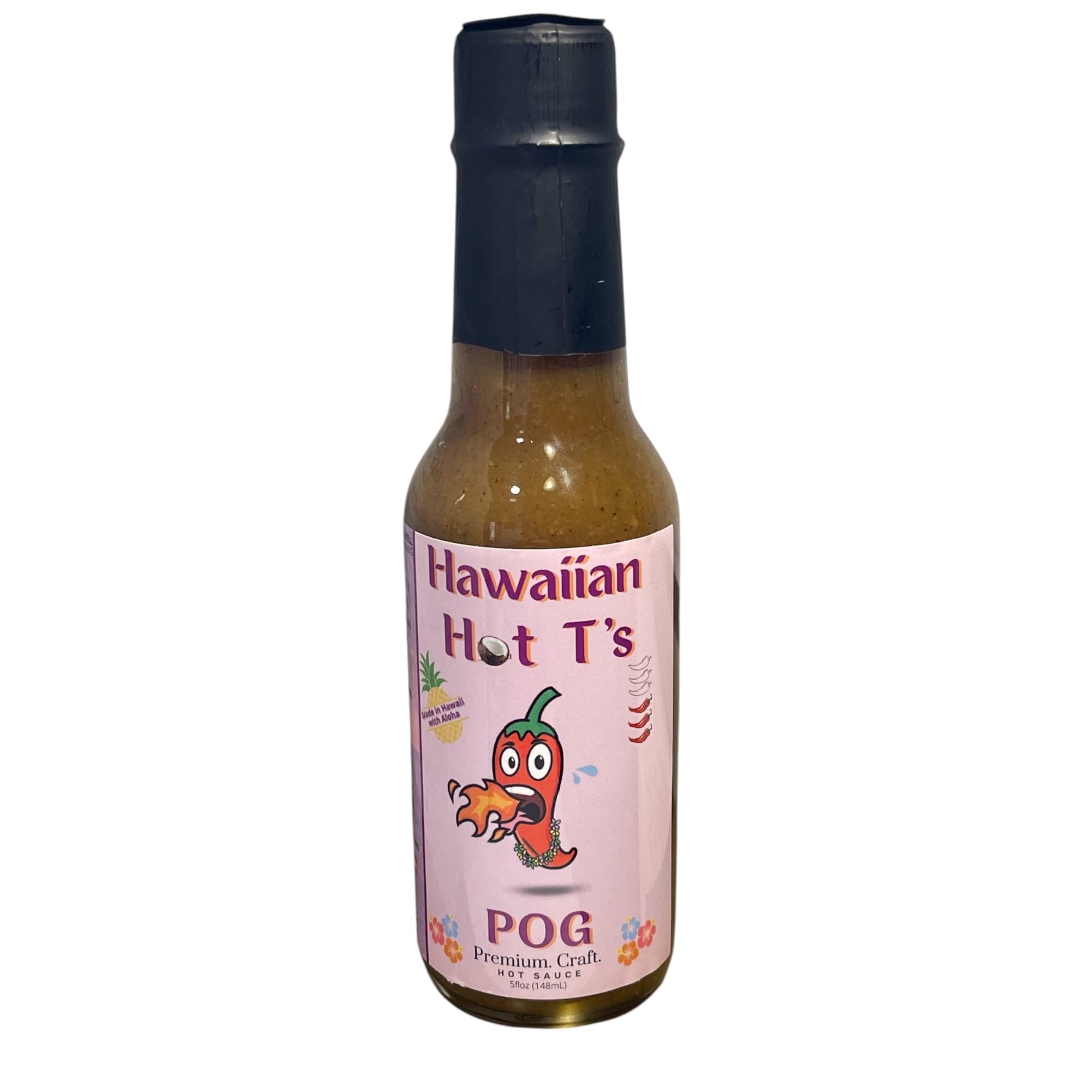 Hawaiian Hot T’s Small Batch Premium Craft Hot Sauce 5 fl. oz - Made in Hawaii - Vegan & Gluten-Free, no Added Preservatives, Tropical Flavors