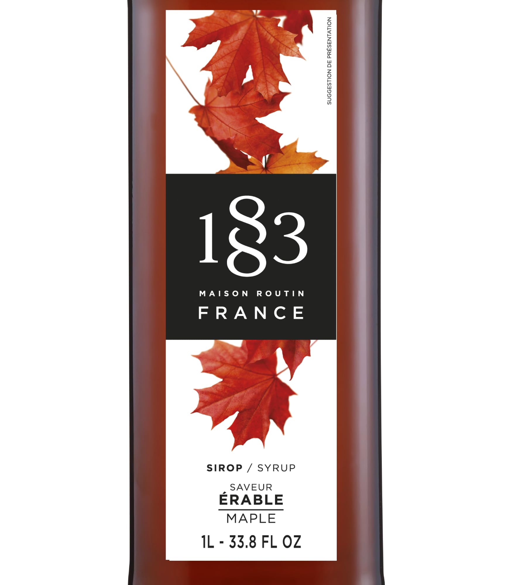 1883 Maple Syrup for Drinks, Made in France, 1 Liter Glass Bottle