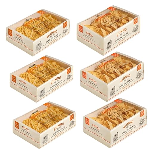 Rummo Egg Noodles Variety Pack - 6 Pack (0.55 lb Boxes) - Pappardelle & Fettuccine - Imported Italian Pasta - Premium Durum Wheat Egg Pasta