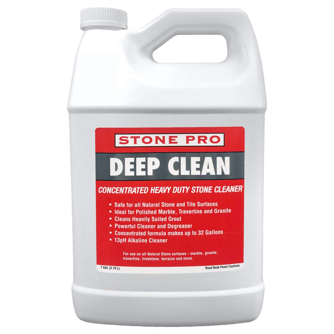 Stone Pro Deep Clean NON-Acidic Alkaline Cleaner Concentrate For Cleaning Polished, Honed, Flamed or Tumbled Marble, Travertine, Grout, Granite
