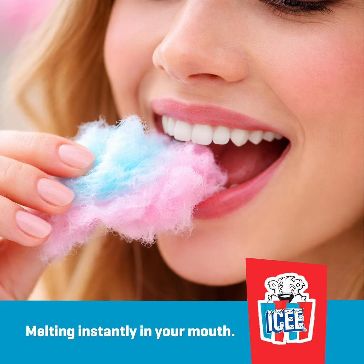 ICEE Cotton Candy Display Case | 3oz Bags | 12 Count | Blue Raspberry & Cherry | Soft, Fluffy Carnival Candy | Perfect for Parties, Events & Gifts