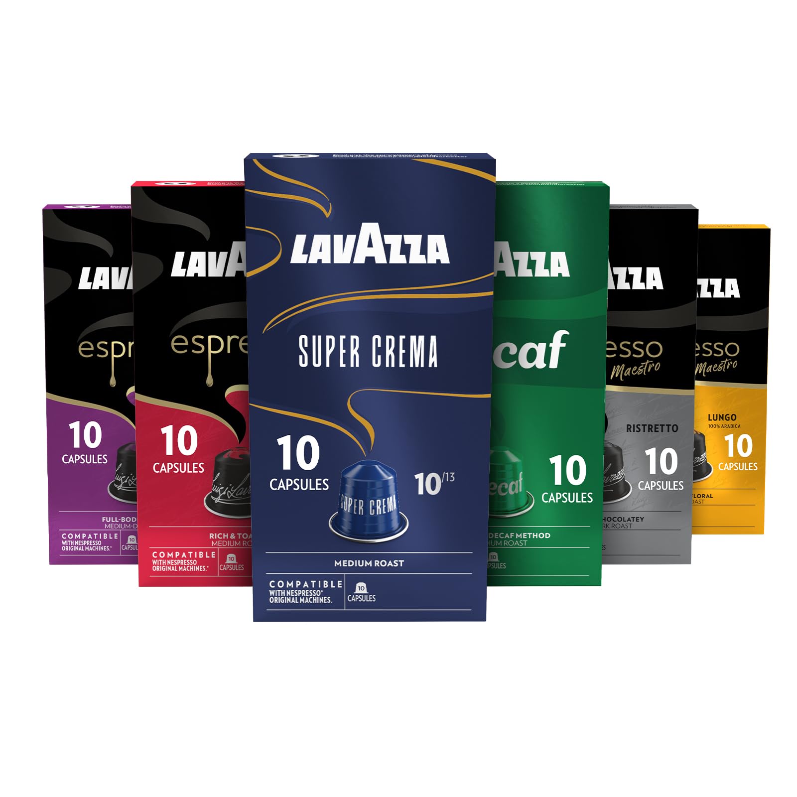 Lavazza Espresso Favorites Collection of Aluminum Capsules Compatible with Nespresso* Original Machines, Contains Light, Medium, and Dark Espresso