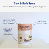 THE CLEAN PEOPLE Sink & Bath Scrub - Gently Scrub Away Tough Stains, Grease & Grime, Buffs Scratches & Eliminates Odors - 2 Pack, Citrus Scent