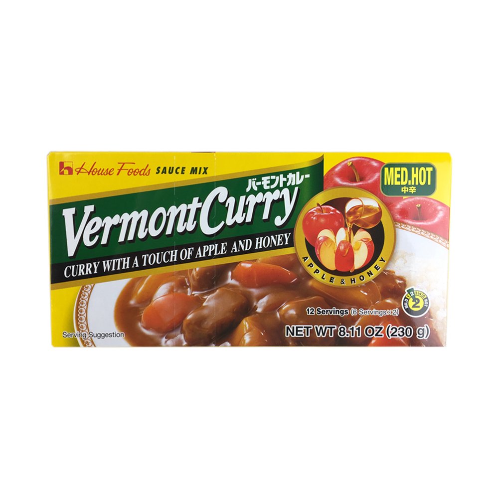 House Foods Vermont Curry [ 2 Packs ] Medium Hot 8.11 Oz (230g)