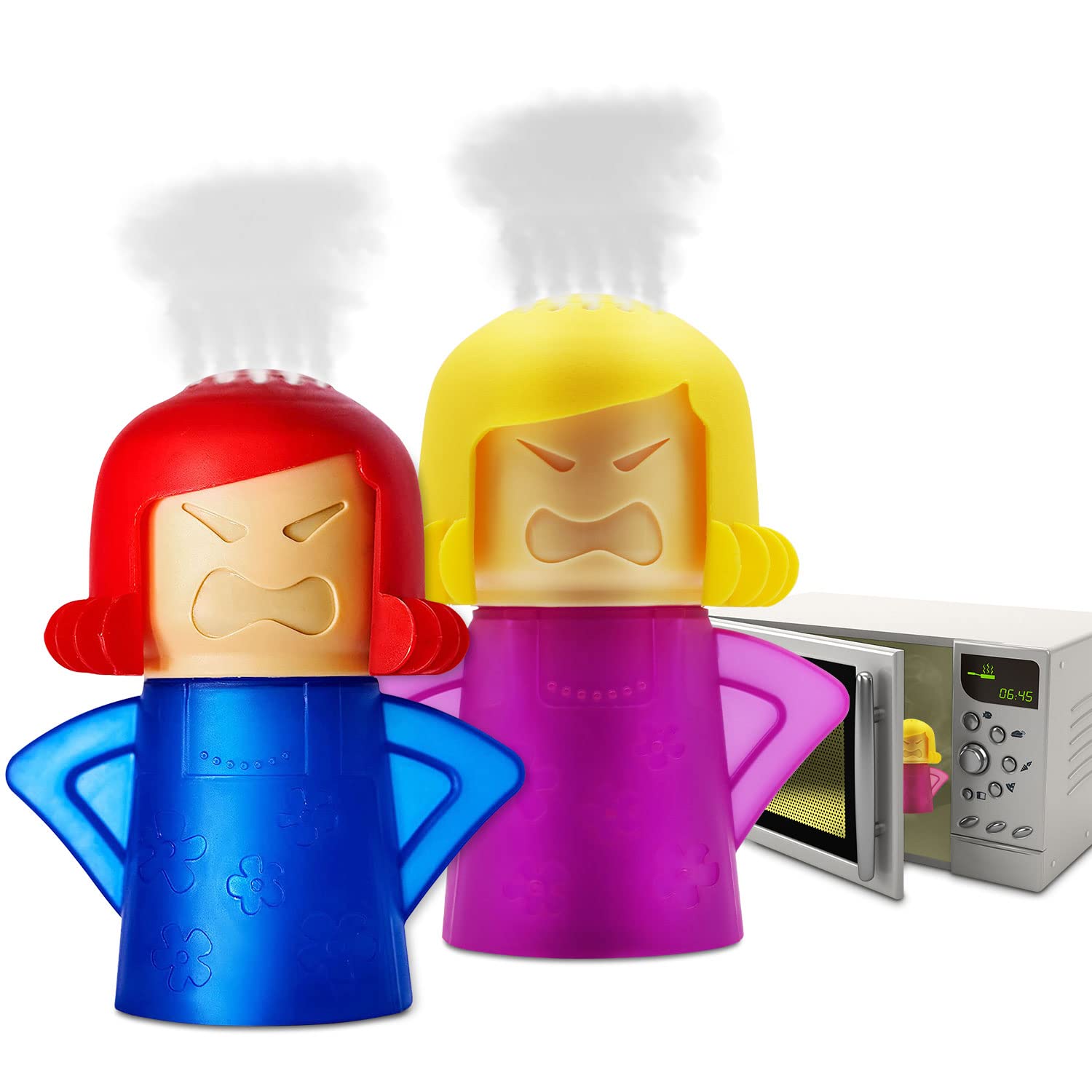 Abnaok Microwave Cleaner, 2 PCS Angry Mama Microwave Cleaner Microwave Oven Steam Cleaner Easily Clean in Minutes Cleans Add Vinegar and Water